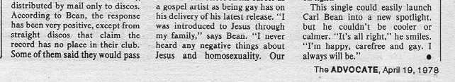 Carl Bean article