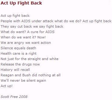 "Act Up Fight Back" lyrics