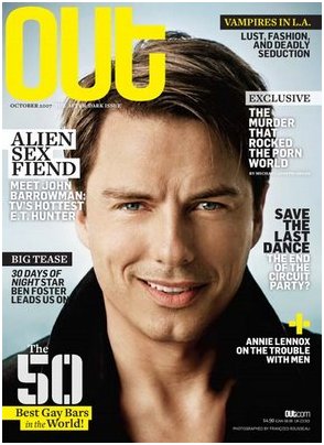John Barrowman on cover of Out