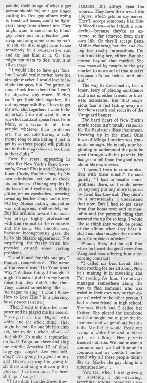 Advocate article, 9/7/77
