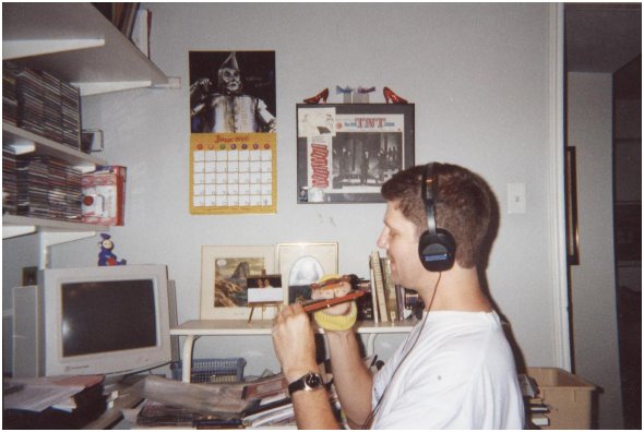 that's Pup (the dog puppet) playing the harmonica, June 2000