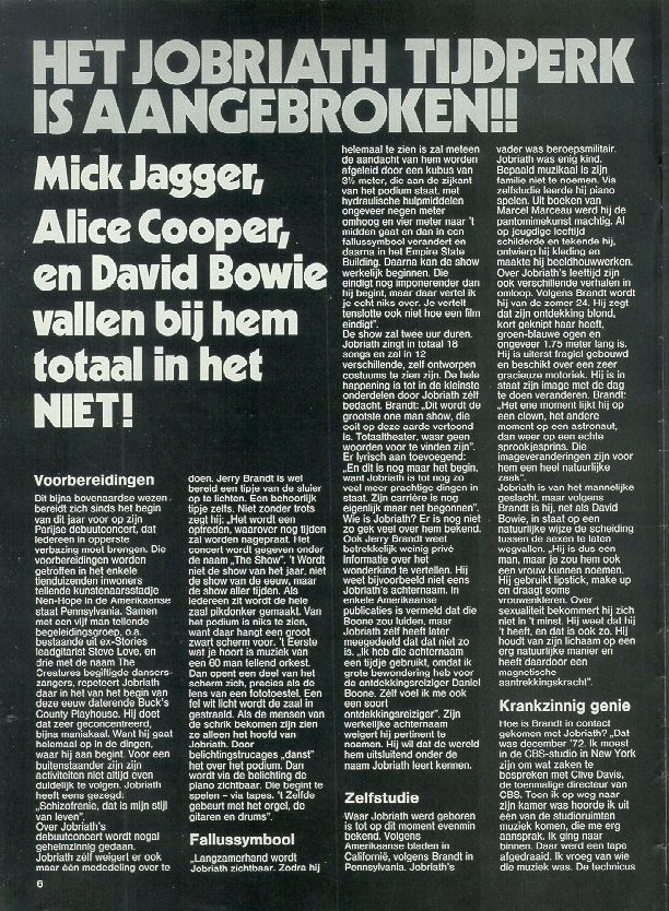 Jobriath, 1974 Dutch article