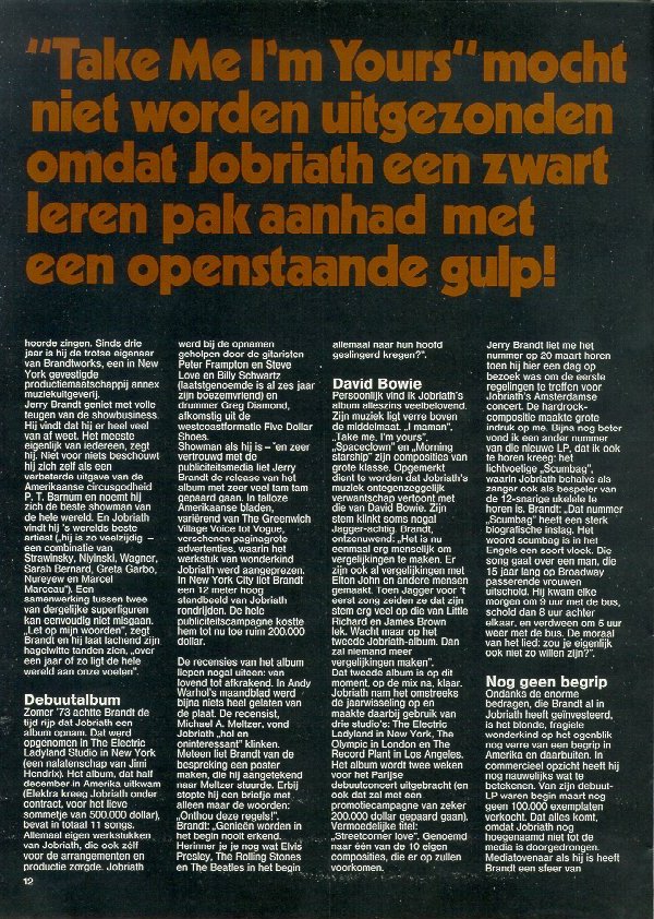 Jobriath, 1974 Dutch article