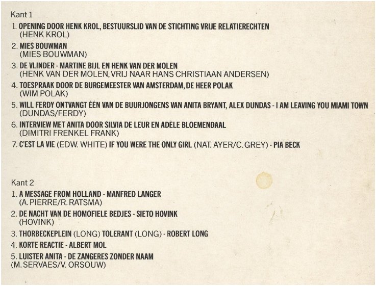 LP track listing