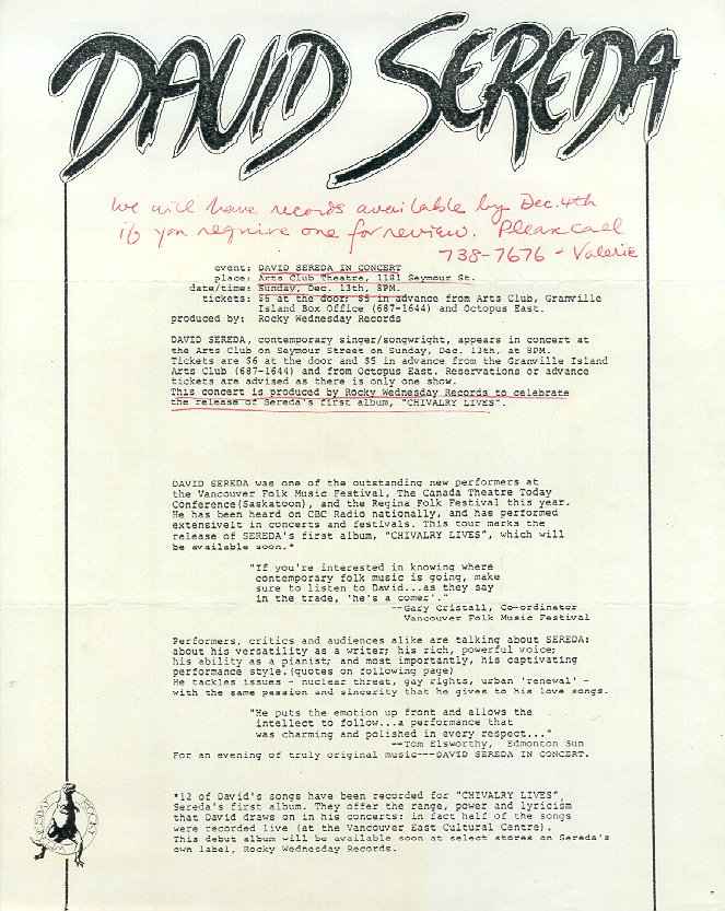 David Sereda Press Kit