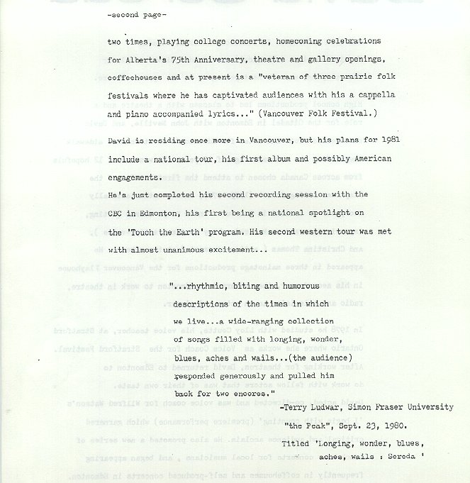 David Sereda Press Kit
